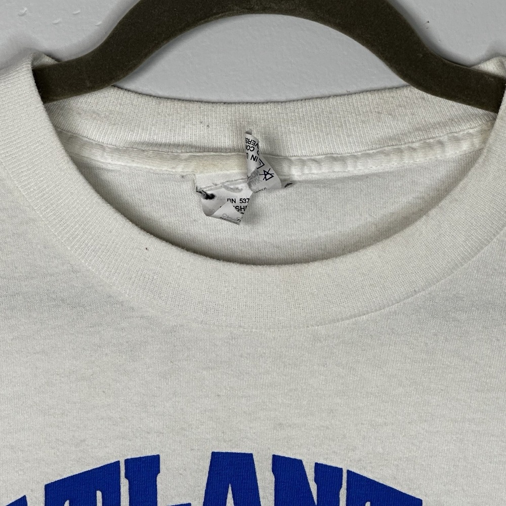 Atlanta Braves T Shirt Graphic Print Cotton White Size L Vtg 90s Y2K - Picture 3 of 9